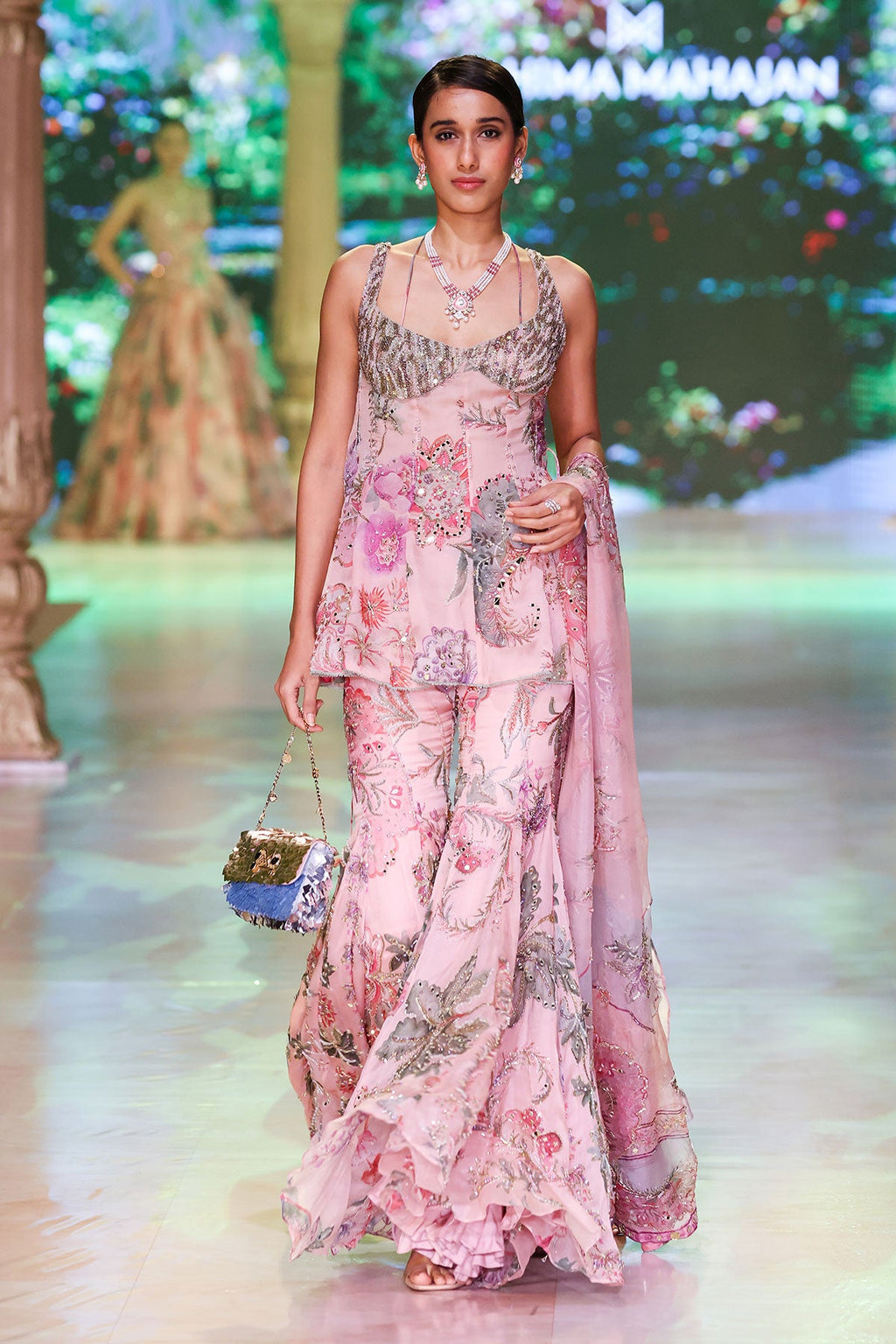 Irha Heavy Embroidered Sharara Set With Short Kurta