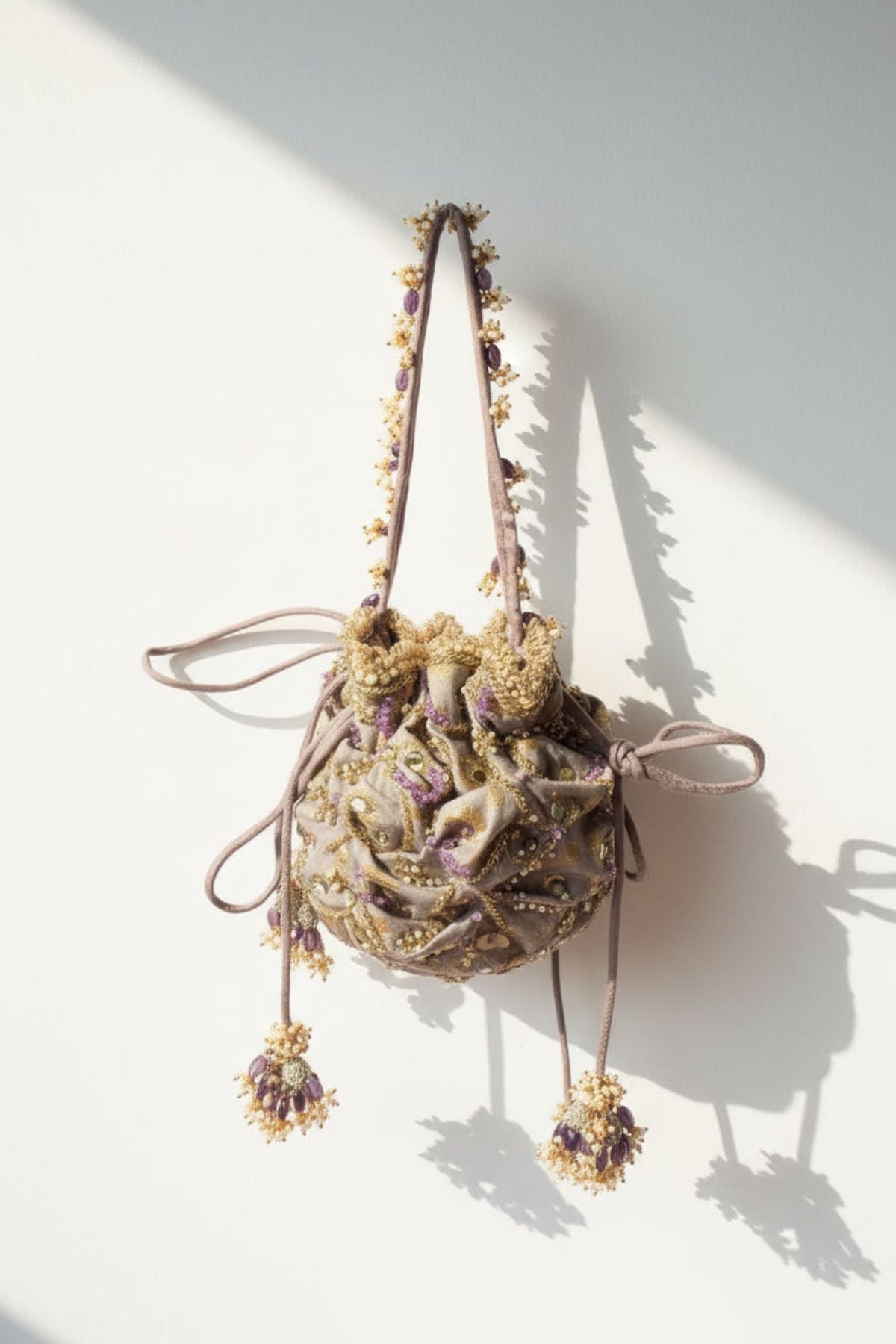 Platinum Hand Embroidered Potli Bag
