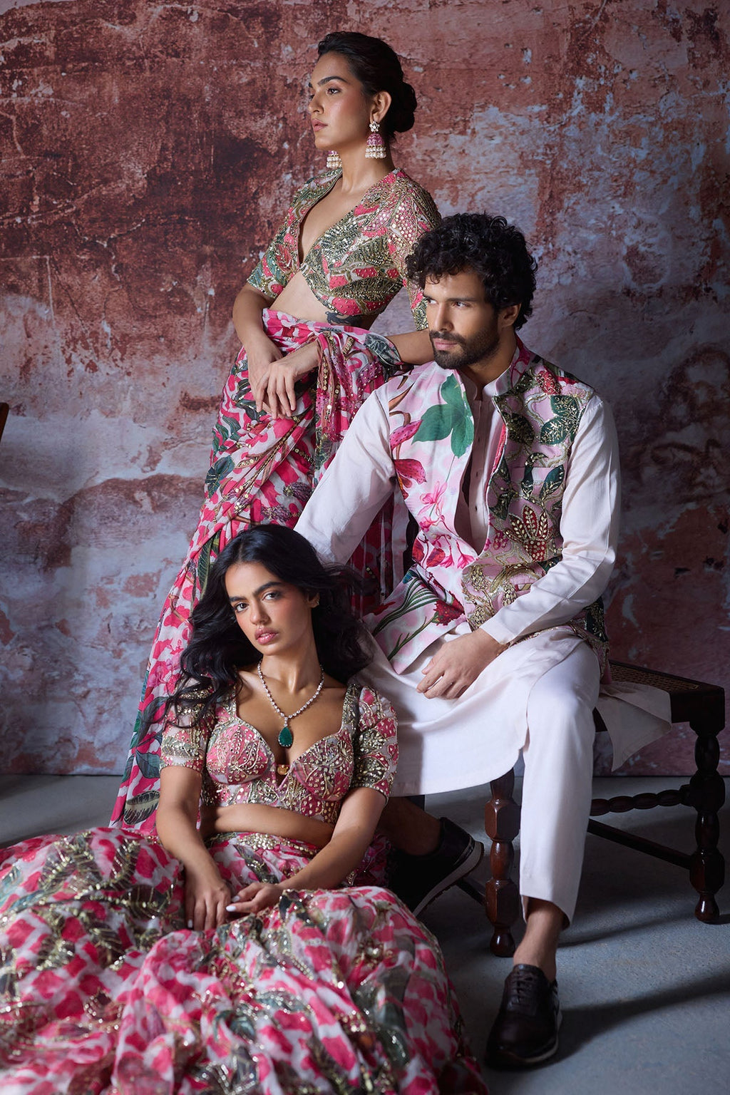 Amayra Embroidered Ruffled Saree With Leather Belt