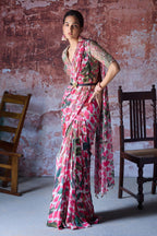 Amayra Embroidered Ruffled Saree With Leather Belt