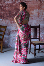 Amayra Embroidered Ruffled Saree With Leather Belt