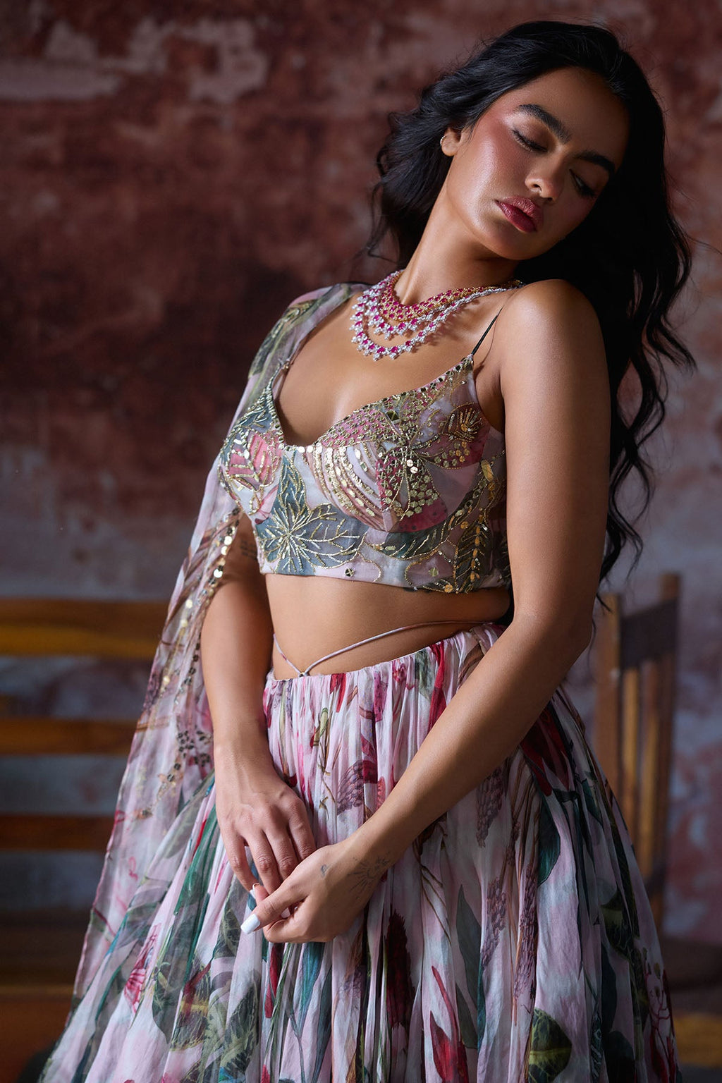 Myra Corset With Printed Skirt