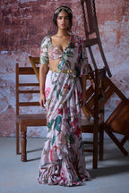 Zafa Embroidered Ruffled Saree
