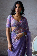 Janvi Pre-Draped Embroidered Saree With Chain Belt