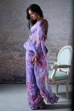 Janvi Pre-Draped Embroidered Saree With Chain Belt