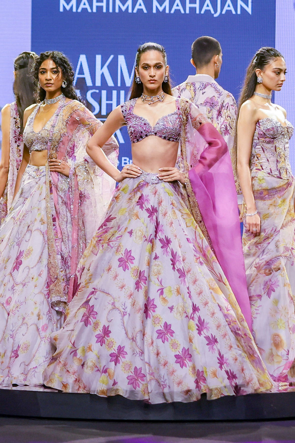 Layla Floral Lehenga Set With Heavy Hand Embroidered Blouse And Belt