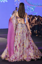 Layla Floral Lehenga Set With Heavy Hand Embroidered Blouse And Belt