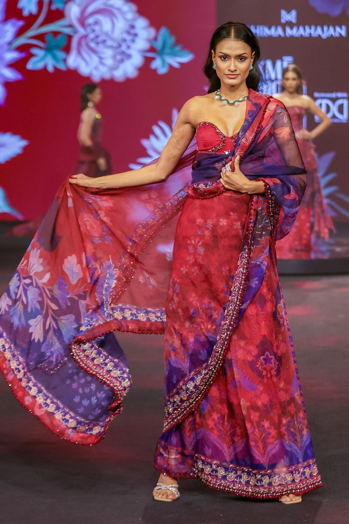 Aziza Embroidered Pre-Draped Saree