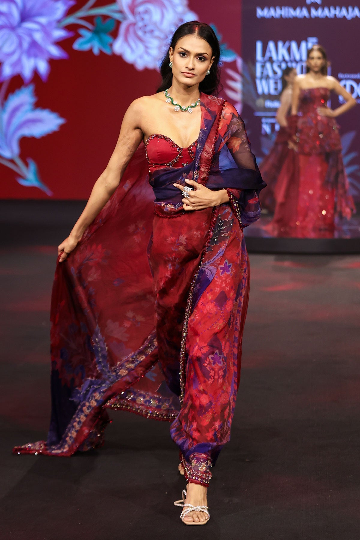 Aziza Embroidered Pre-Draped Saree