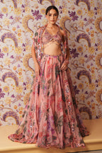 Asma Floral Lehenga With Hand Embroidered Backless Blouse