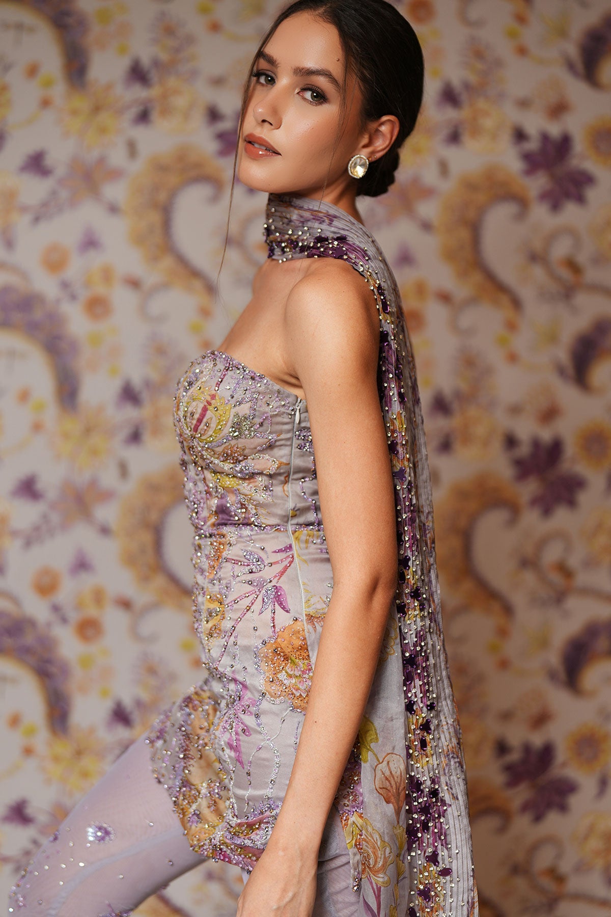Nia Hand Embroidered Co-Ord Set With Dupatta