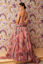 Asma Floral Lehenga With Hand Embroidered Backless Blouse