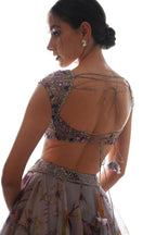 Layla Floral Lehenga Set With Heavy Hand Embroidered Blouse And Belt