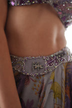 Layla Floral Lehenga Set With Heavy Hand Embroidered Blouse And Belt