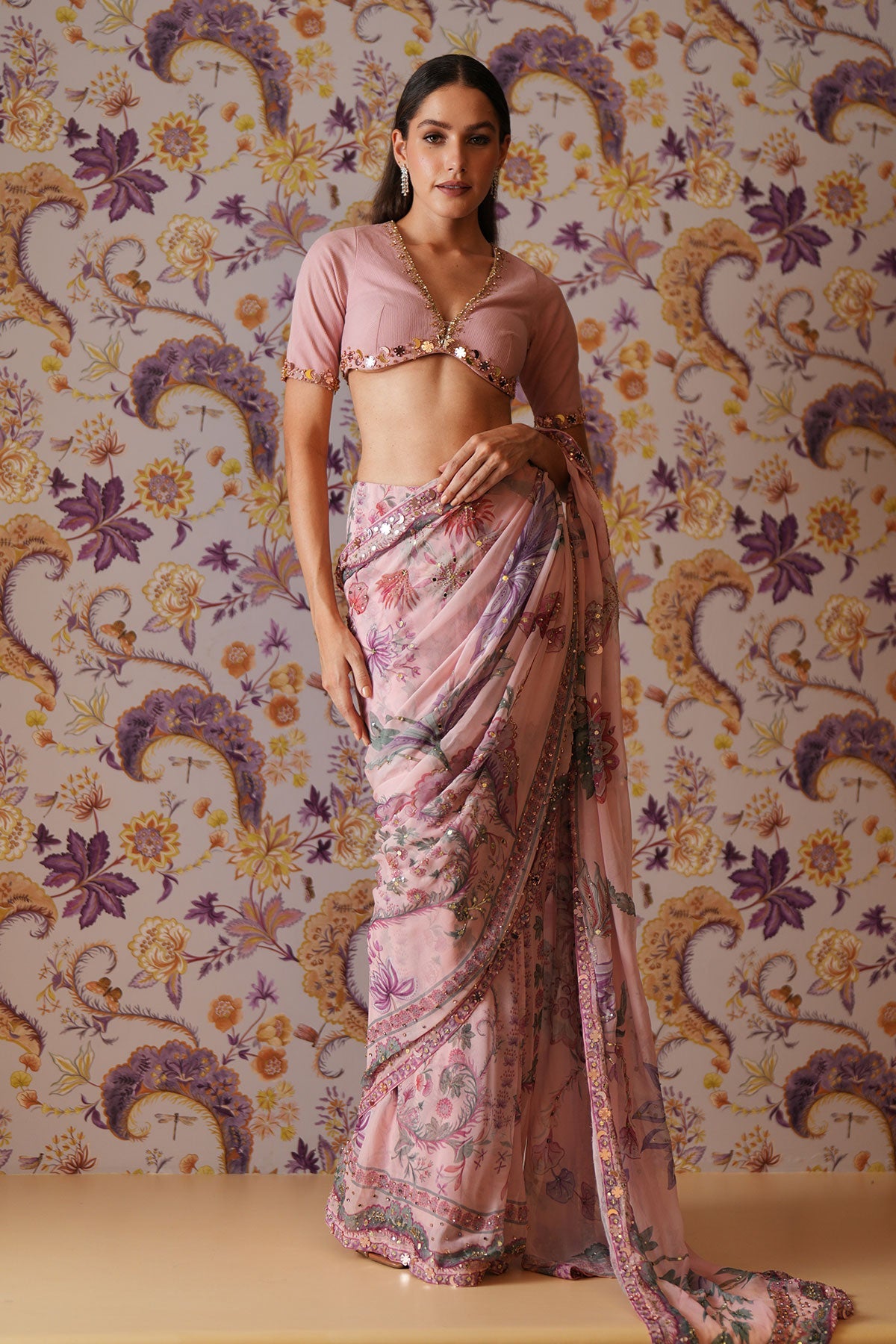 Sofia Embroidered Pre-Draped Saree