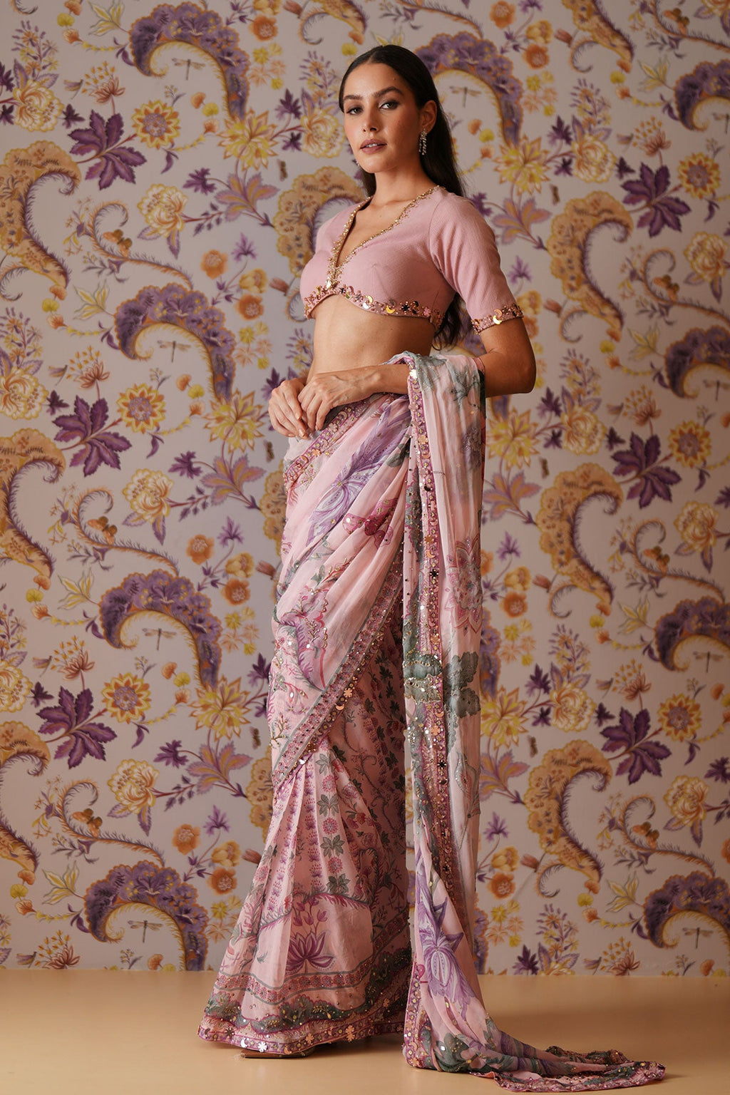 Sofia Embroidered Pre-Draped Saree