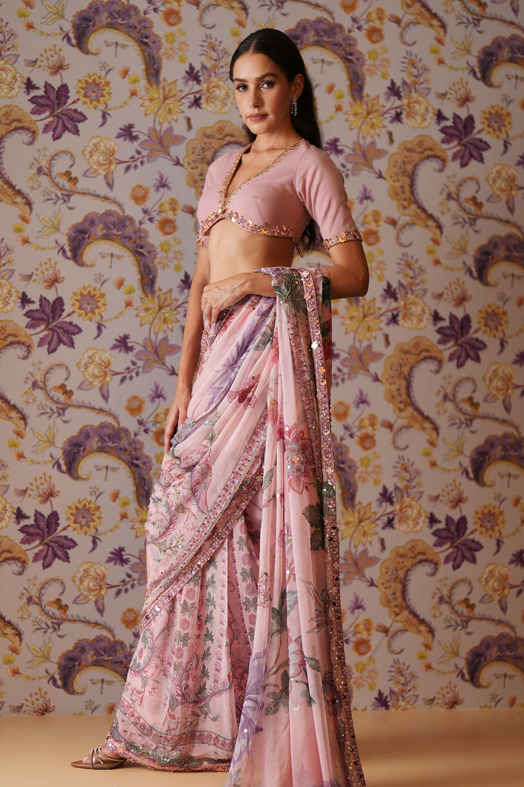 Sofia Embroidered Pre-Draped Saree