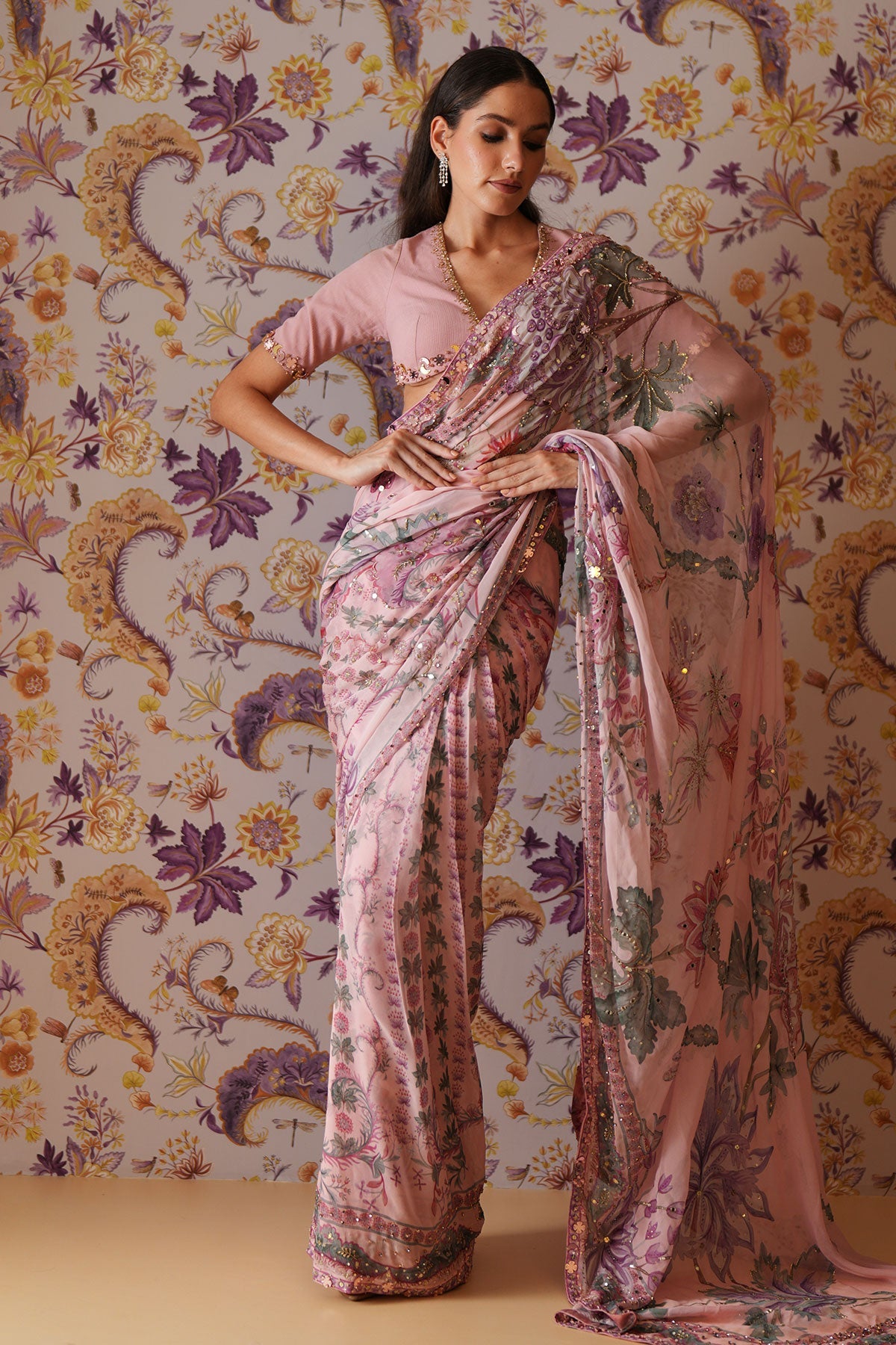 Sofia Embroidered Pre-Draped Saree