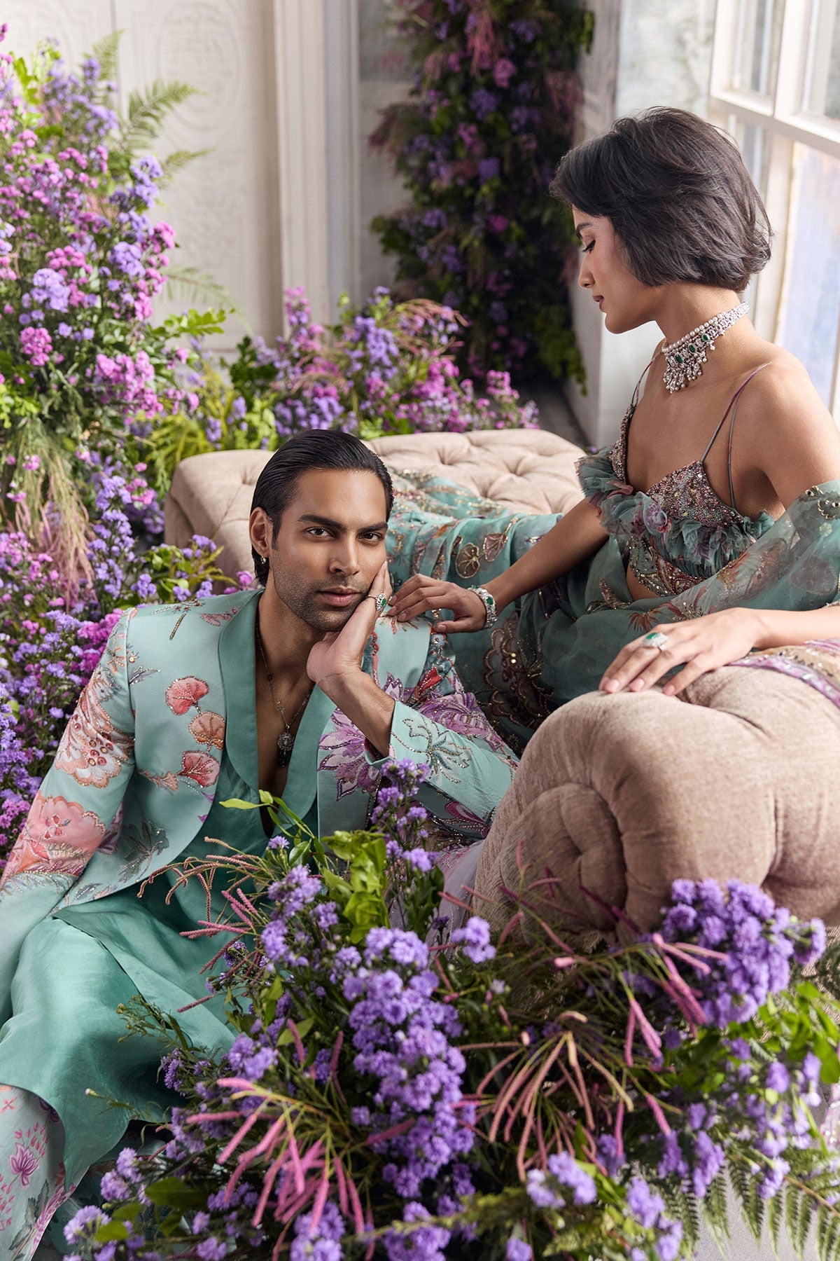 Ishika Embroidered Pre-Draped Saree With Ruffled Blouse