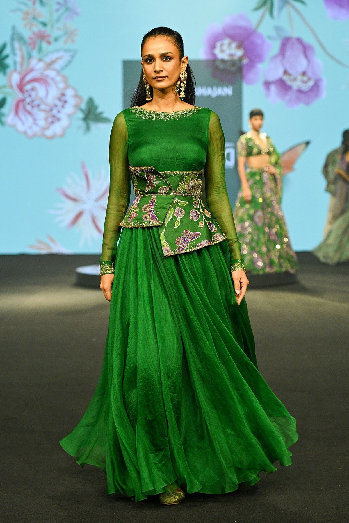 Zerina Hand Embroidered Anarkali Set With Belt