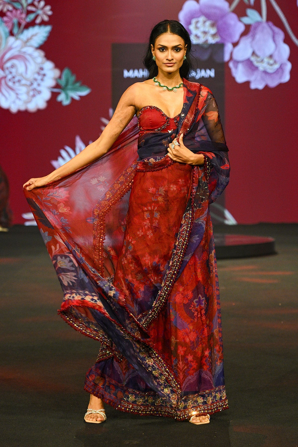 Aziza Embroidered Pre-Draped Saree
