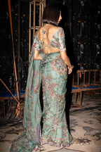 Uzma Pre-Draped Saree With Hand Embroidered Blouse