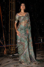 Uzma Pre-Draped Saree With Hand Embroidered Blouse