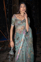 Uzma Pre-Draped Saree With Hand Embroidered Blouse