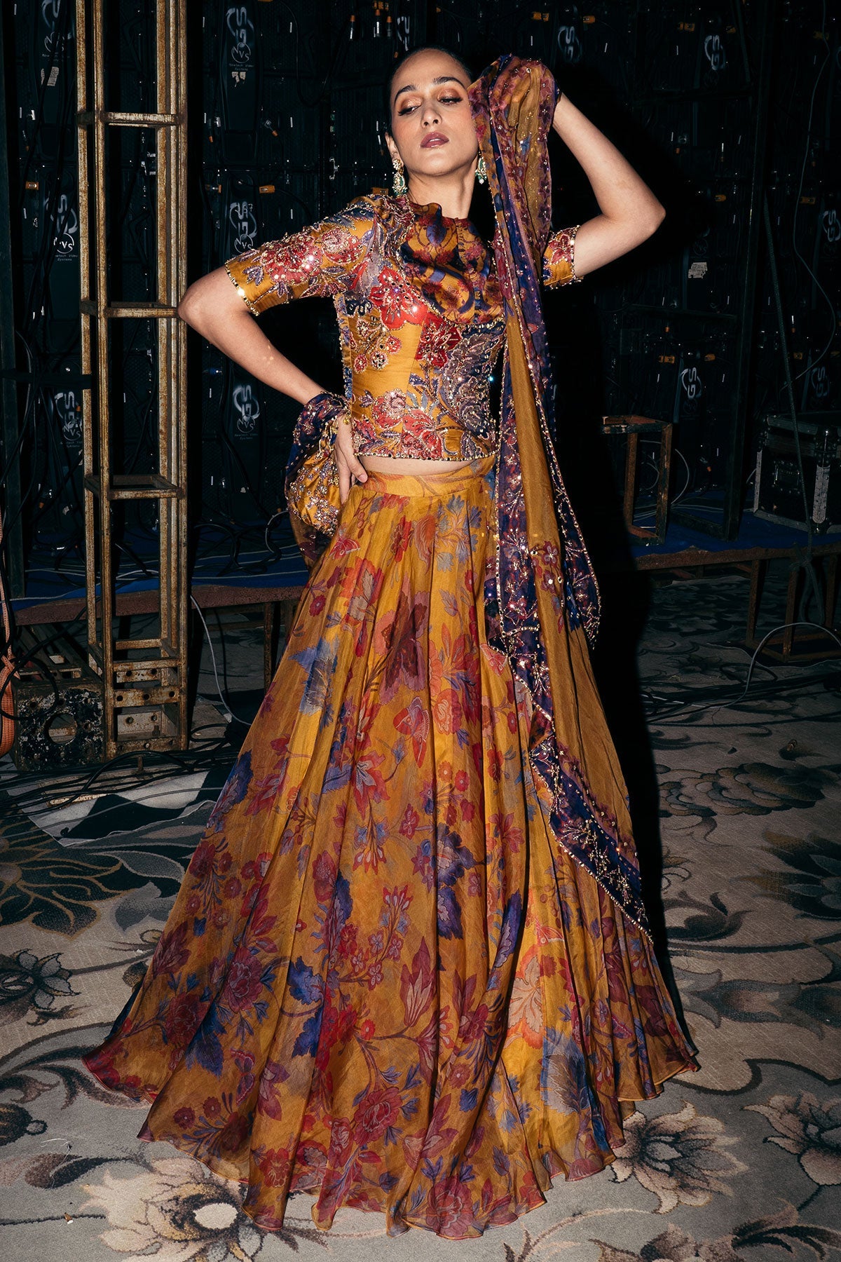 Liba Heavy Hand Embroidered Floral Lehenga