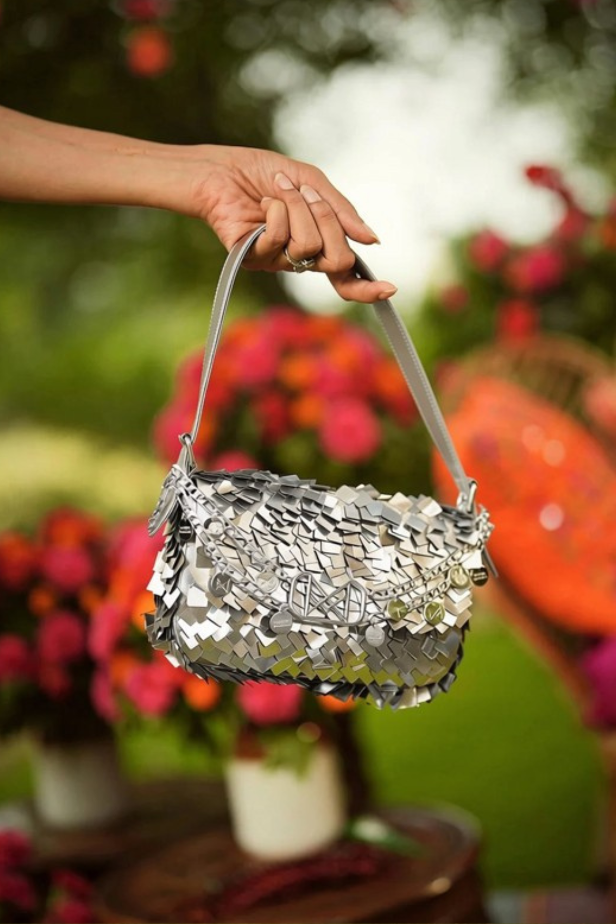 Scarlette Sequins Bag In Silver