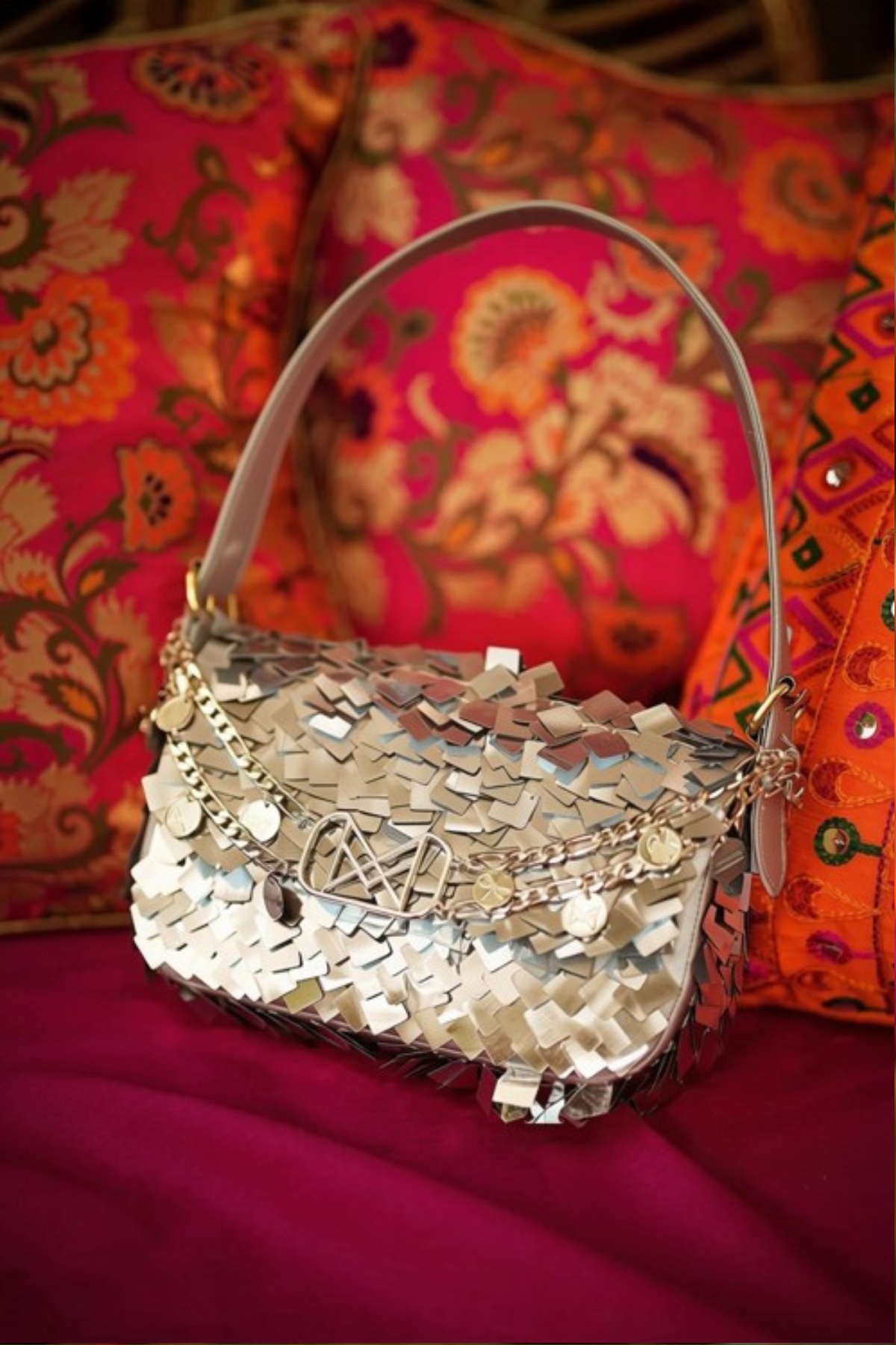 Scarlette Sequins Bag In Silver