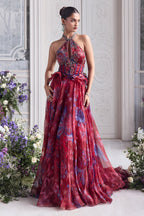 Elsa Jewelled Neck Floral Lehenga