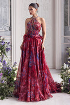 Elsa Jewelled Neck Floral Lehenga