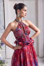 Elsa Jewelled Neck Floral Lehenga
