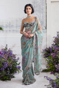 Ishika Embroidered Pre-Draped Saree With Ruffled Blouse