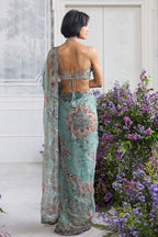 Ishika Embroidered Pre-Draped Saree With Ruffled Blouse