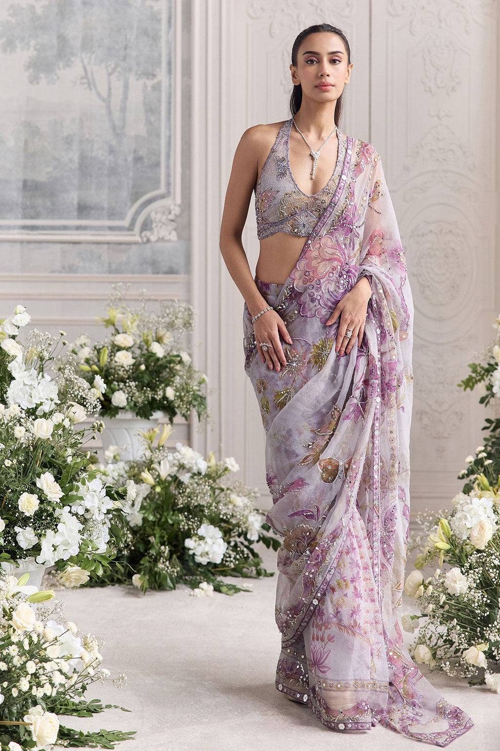 Lina Halter Neck Blouse Pre-Draped Saree