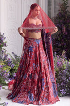 Ridaa Heavy Hand Embroidered Lehenga With Veil