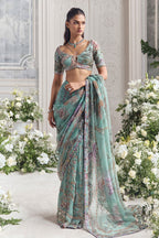 Uzma Pre-Draped Saree With Hand Embroidered Blouse