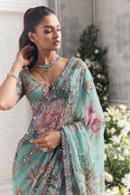 Uzma Pre-Draped Saree With Hand Embroidered Blouse
