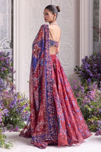 Zoya Floral Lehenga Set With Red Embroidered Bralette